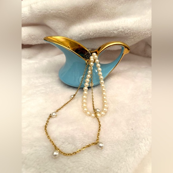 22KG ⏬Pearl ChinaCo Ceramic AQUA SKY MCM Creamer/Hand Painted/USA Vanity Decor - Picture 4 of 4